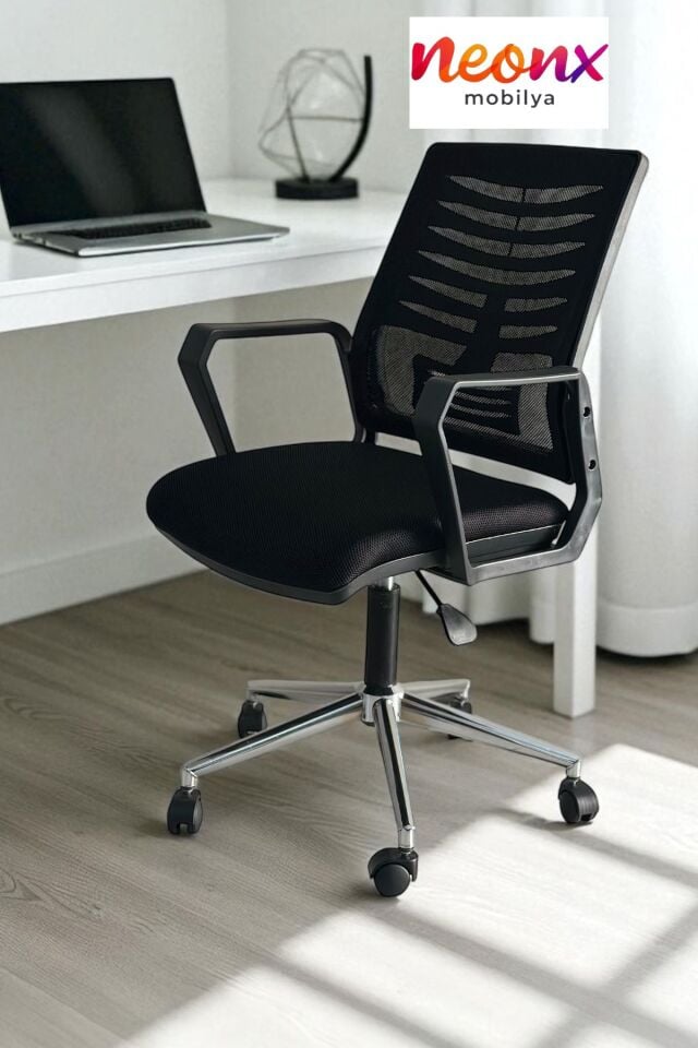Neonx Leona Demir Ayaklı Çalışma Sandalyesi – Sağlamlık ve Ergonomiyi Buluşturan Tasarım
